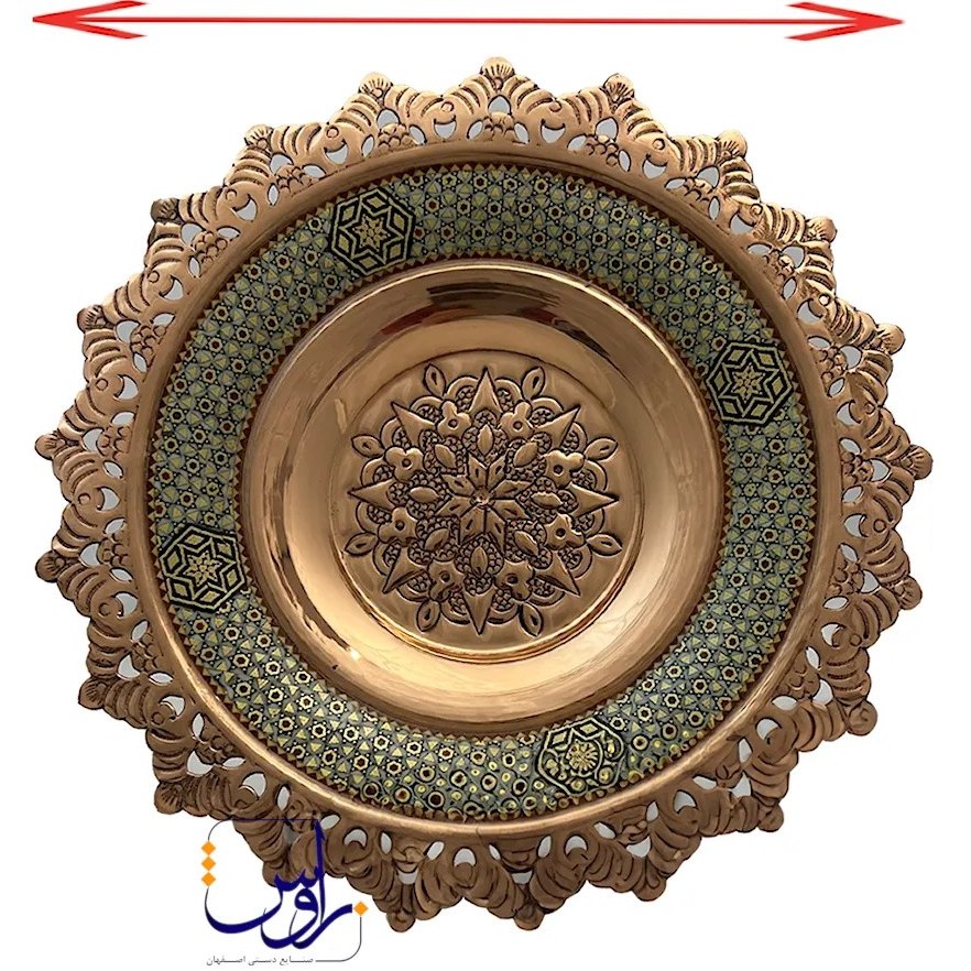 کاسه و بشقاب شبکه بری مس و خاتم