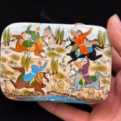 جعبه چوبی خاتم کاری دستساز طرح چوگان
