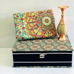 هدیه اداری گلدون مس و خاتم با ترمه