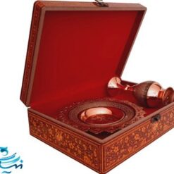 پک هدیه گلدان و بشقاب مس و خاتم با جعبه نفیس