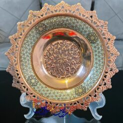 کاسه و بشقاب شبکه بری مس و خاتم