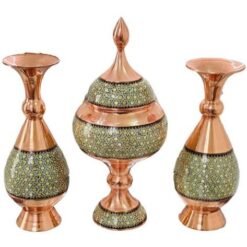 ست مدیریتی سنتی خاتم‌کاری (گلدان + شکلات‌خوری)و جعبه مخمل