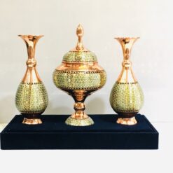 ست سه تایی مس و خاتم گلدون با شکلاتخوری