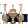ست مسی خاتم کاری گلدان و شکلات خوری اندازه 25 سانتیمتر