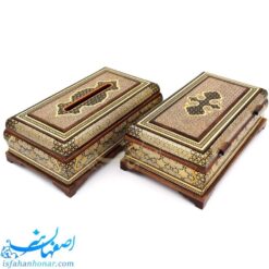 ست جعبه کارد و چنگال و جعبه دستمال کاغذی خاتم کاری نفیس