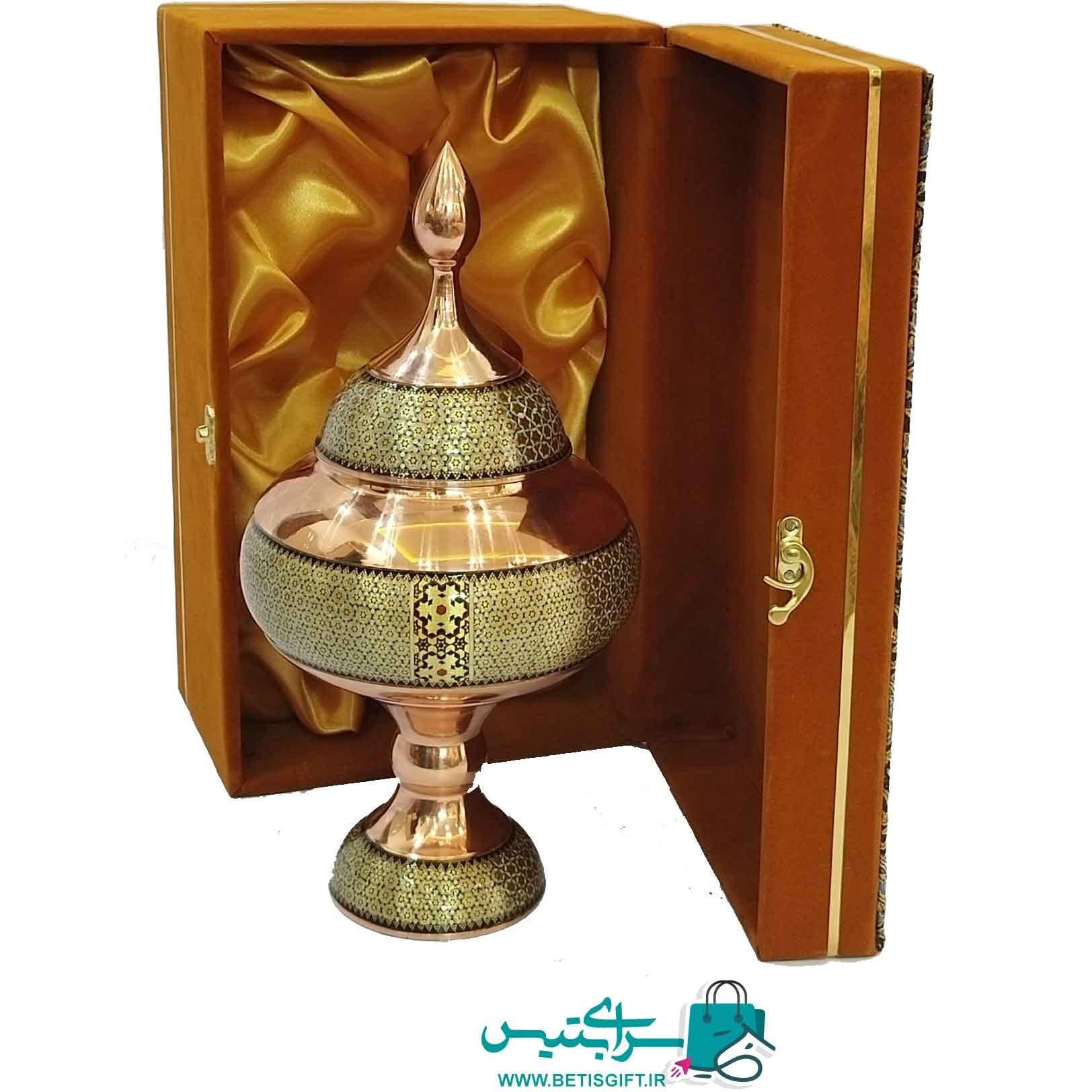 باکس هدیه شکلات خوری خاتم کاری اعلاء سایز 30 با جعبه ترمه