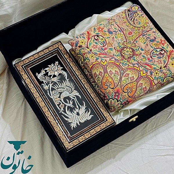 ست هدیه خاتمکاری اعلا با ترمه و تابلو قلمزنی