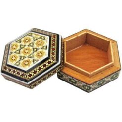 جعبه جواهرات خاتم کاری مدل شش ضلعی منتظم اندازه 6×6 سانتیمتر