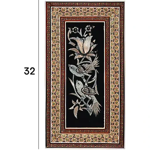 قاب دو گل خاتم معمولی قلم زنی 10×25
