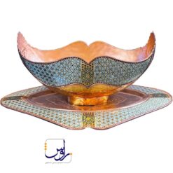 ست کشکول و سینی قلم خورده خاتم کاری