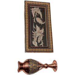 ست هدیه مدیریتی خاتم‌کاری: گلدان و تابلو دکوراتیو