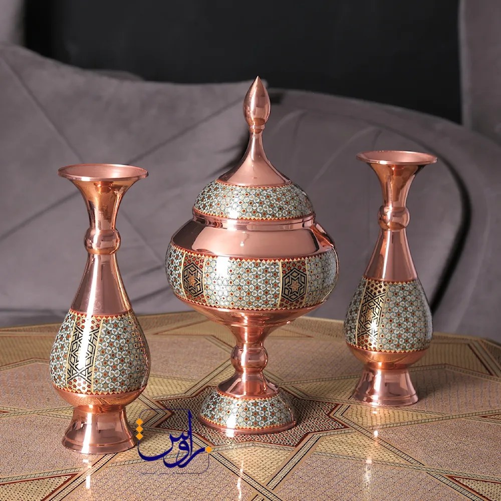 گلدان صراحی ارشد خاتم کاری