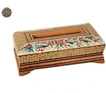 جادستمال کاغذی خاتم با نقاشی مینیاتوری گلمرغی