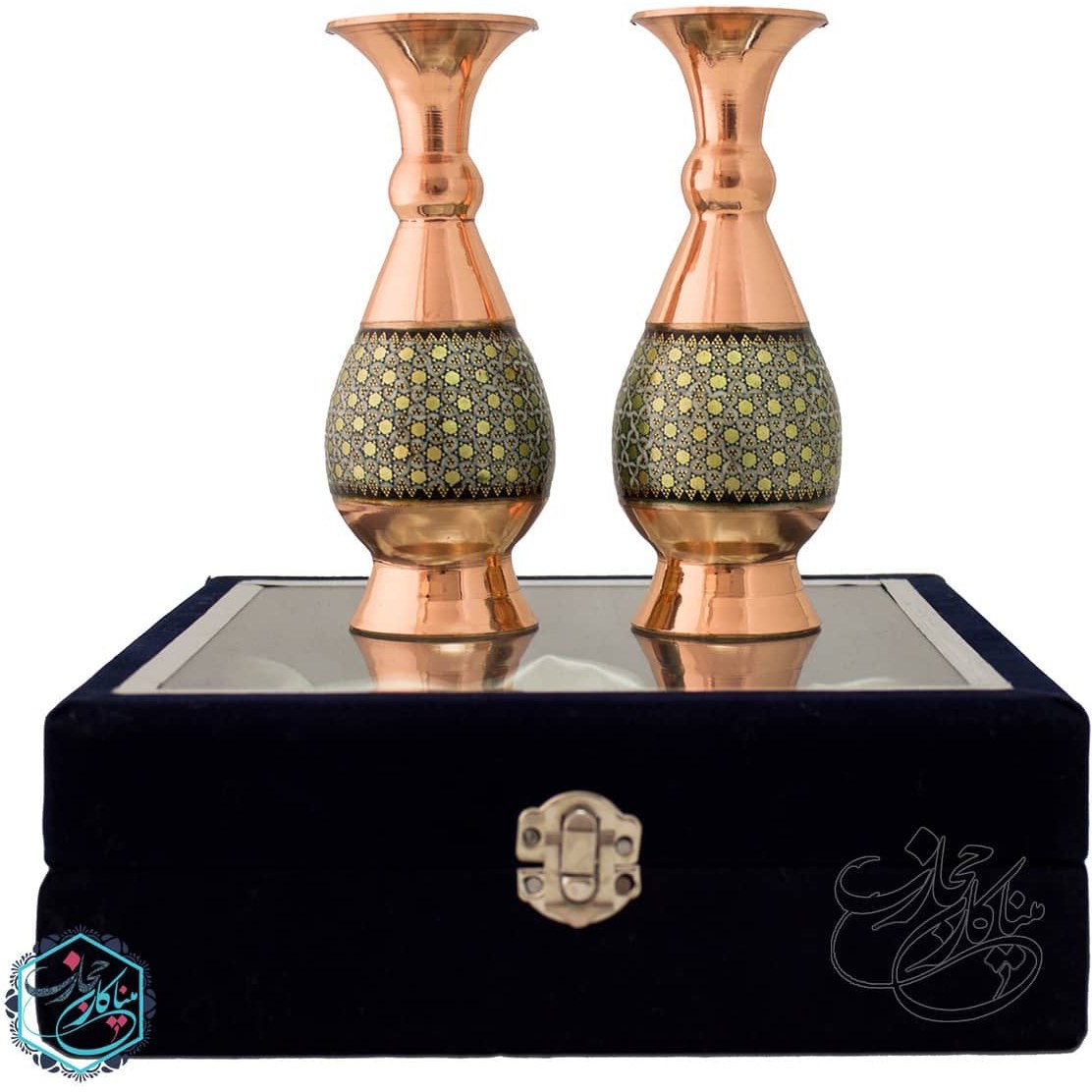 ست گلدان خاتم کاری سایز ۱۶ سانت