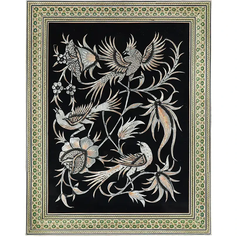 قاب دوگل خاتم تخمه دار قلم زنی 30×40