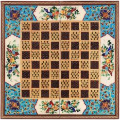 تخته نرد شطرنج ۳۰ خاتم کاری نقاشی گل و مرغ
