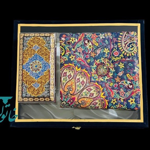 ست هدیه ترمه و جعبه خاتمکاری تذهیبدار اعلا