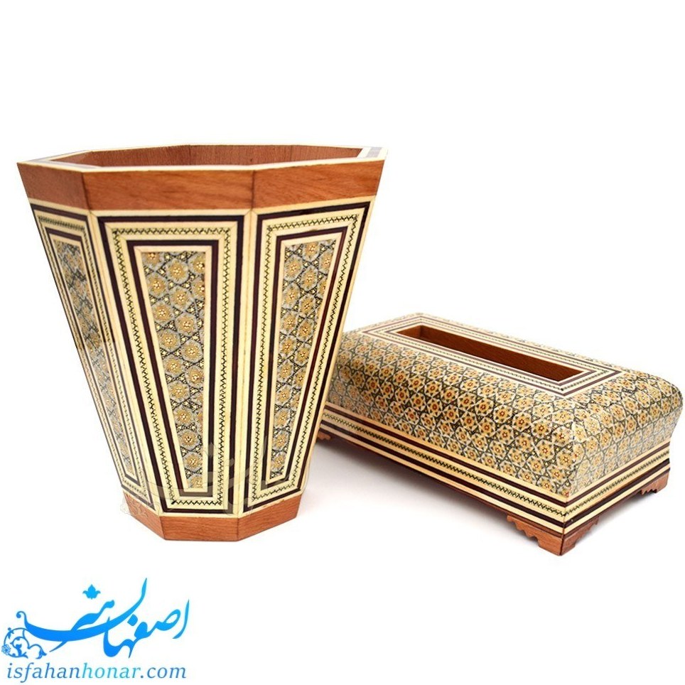 ست سطل و جادستمال کاغذی خاتم کاری