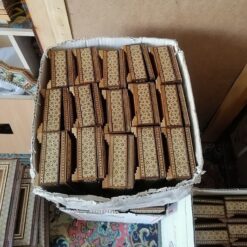 جعبه جواهرات خاتم کاری طرح گل و مرغ استخونی
