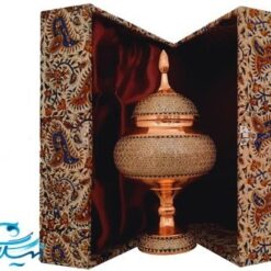 ست هدیه خاتم کاری شکلات خوری پایه دار مسی