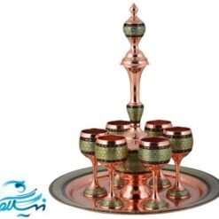 سرویس شربت خوری مس و خاتم کاری