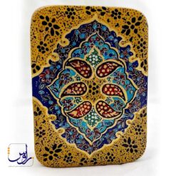 جعبه پاسور و جواهر خاتم کاری با نقاشی طرح فرش زرین