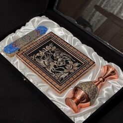 ست هدیه خاتم کاری اصفهان: گلدان، قلمدان و تابلو