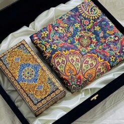 ست هدیه ترمه و جعبه خاتمکاری تذهیبدار اعلا