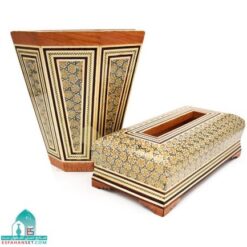 ست سطل و جعبه دستمال کاغذی خاتم کاری
