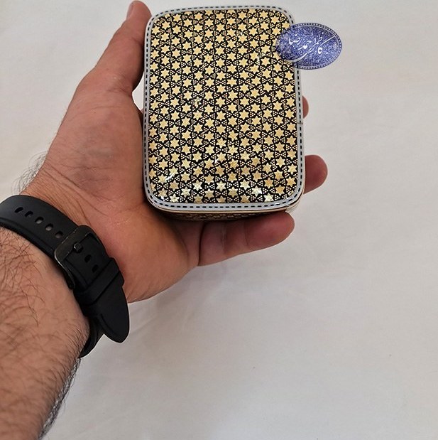 جعبه جاکارتی خاتم کاری کشویی ابعاد ۱۱×۸ سانتیمتر