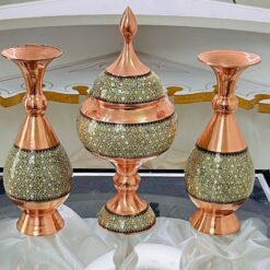 ست مدیریتی سنتی خاتمکاری (گلدان + شکلاتخوری)و جعبه مخمل