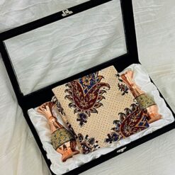 ست صنایعدستی اصفهان(گلدان خاتمکاری + رومیزی قلمکار + جعبه مخمل)