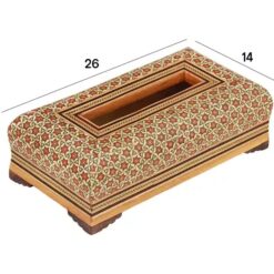 جعبه دستمال کاغذی خاتم تخمه دار قرمز