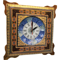 ساعت دیواری خاتم کاری و میناکاری (ابعاد36*36)