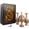 پک هدیه جفت گلدان صراحی 20 و شکلات خوری 23 خاتم کاری با جعبه دکوپاژ