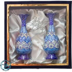 ست گلدان مسی میناکاری 20 سانتیمتری