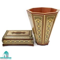 سطل و جادستمال کاغذی خاتم کاری نفیس