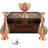 پک هدیه جفت گلدان صراحی 20 و آجیل خوری 16 خاتم کاری با جعبه دکوپاژ