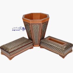 ست جای دستمال سطل و چنگال خاتم کاری کدsk286