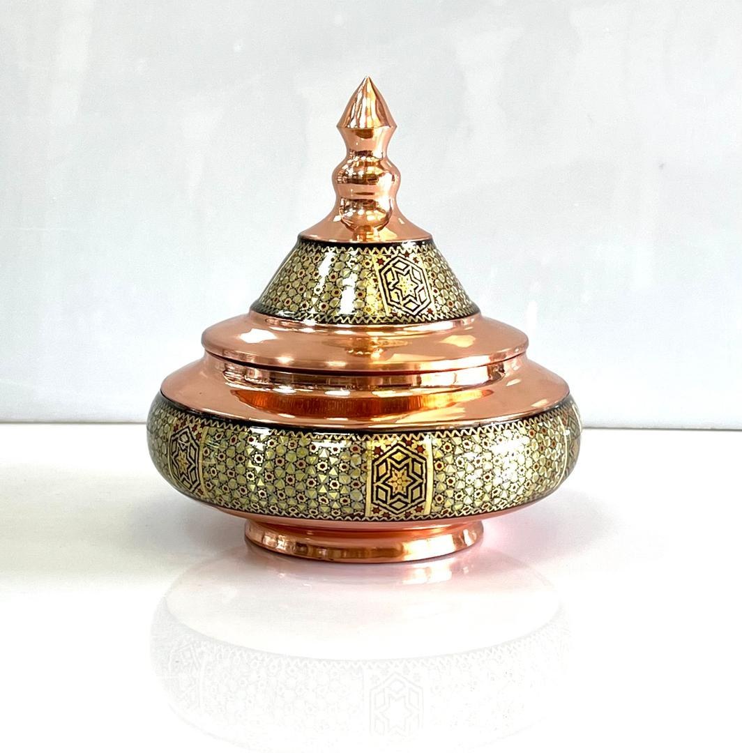 شکلات خوری مس و خاتم 25 سانتی