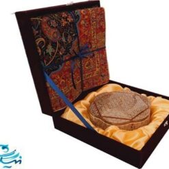 ست شکلات خوری خاتم کاری و ترمه یک متری با جعبه نفیس