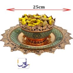 کاسه و بشقاب شبکه بری مس و خاتم