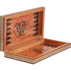 تخته نرد شطرنج ۳۰ خاتم کاری نقاشی گل و مرغ