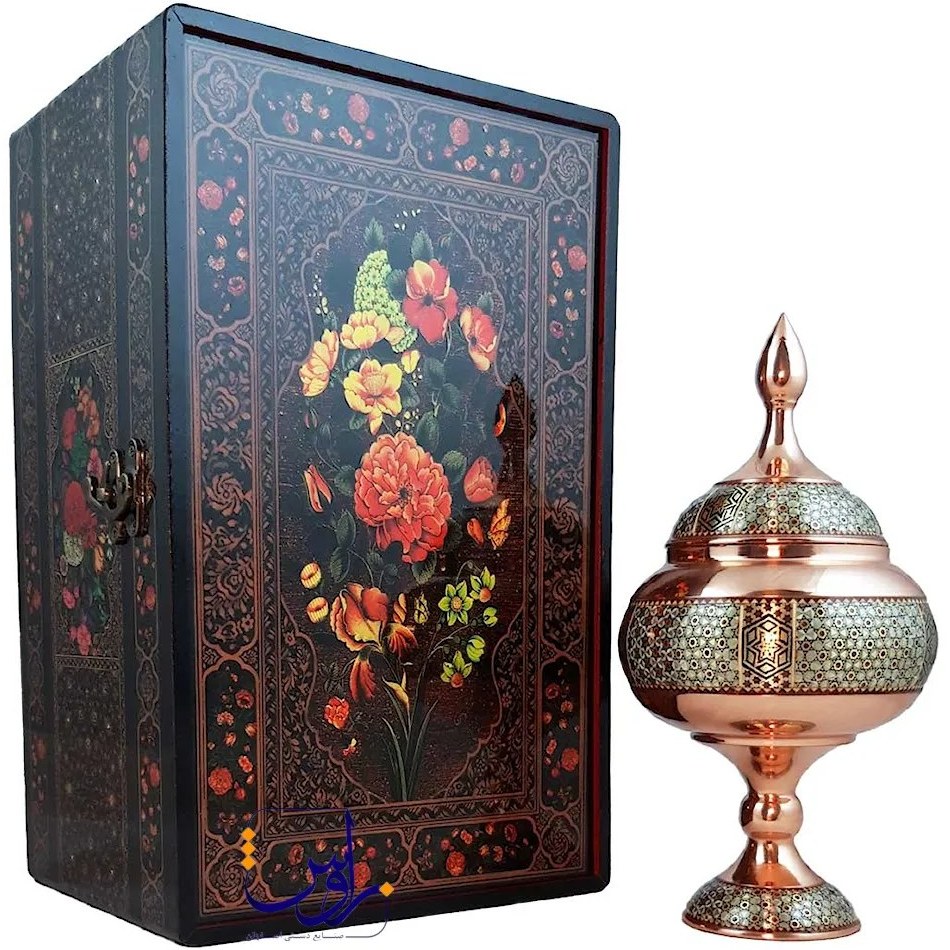 پک هدیه شکلات خوری 23 خاتم کاری با جعبه دکوپاژ