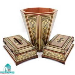 ست جادستمال جاکاردی سطل خاتم کاری نفیس