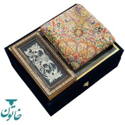 ست هدیه خاتم‌کاری اعلا با ترمه و تابلو قلمزنی