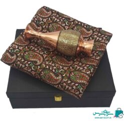 ست هدیه گلدان خاتم کاری اعلاء و رومیزی ترمه به همراه جعبه هدیه