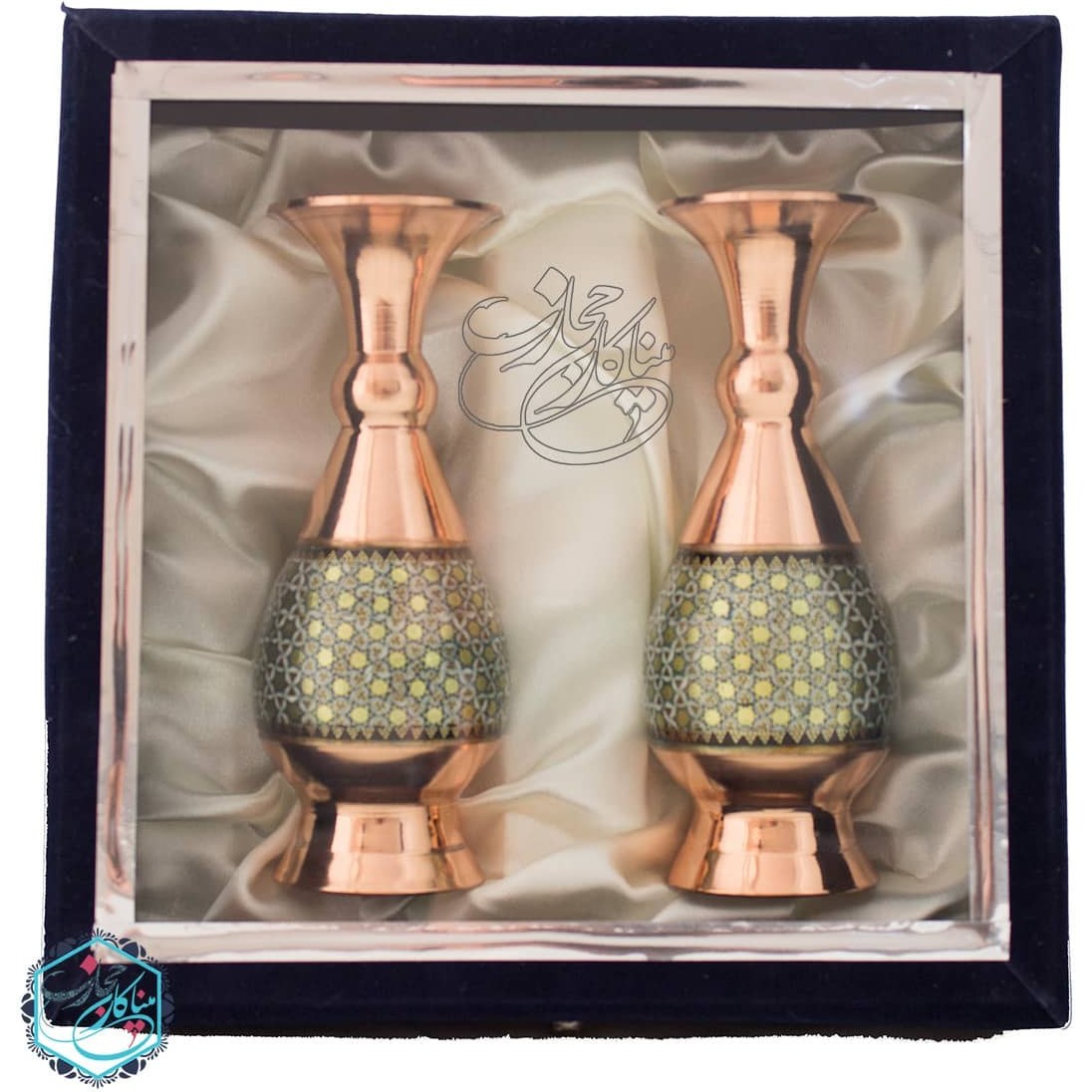 ست گلدان خاتم کاری سایز ۱۶ سانت