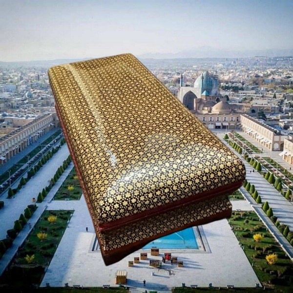 جعبه خاتمکاری طرح کهکشانی با قاب مشکی بغلکاس.