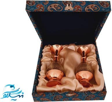 ست هدیه جفت گلدان مس و خاتم